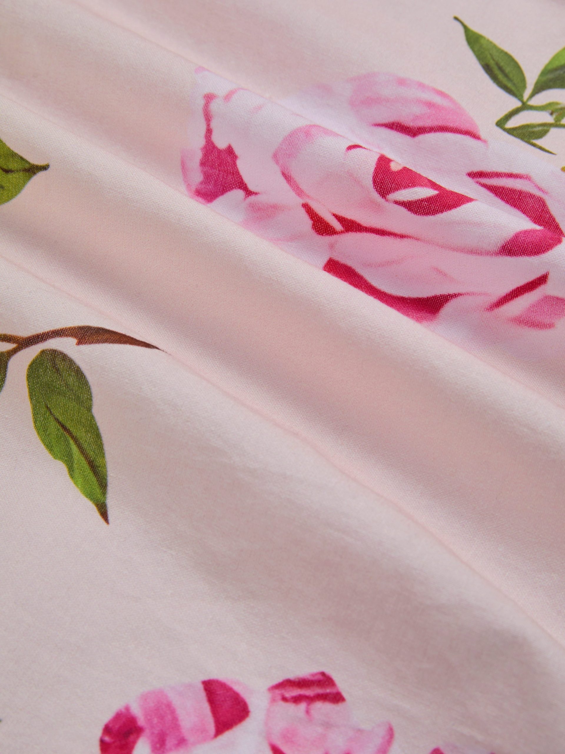 Midi Linen Dress , Long Sleeves, V Neck, Floral, Belt Design, Vacation, Vintage, Light Pink - Image 6