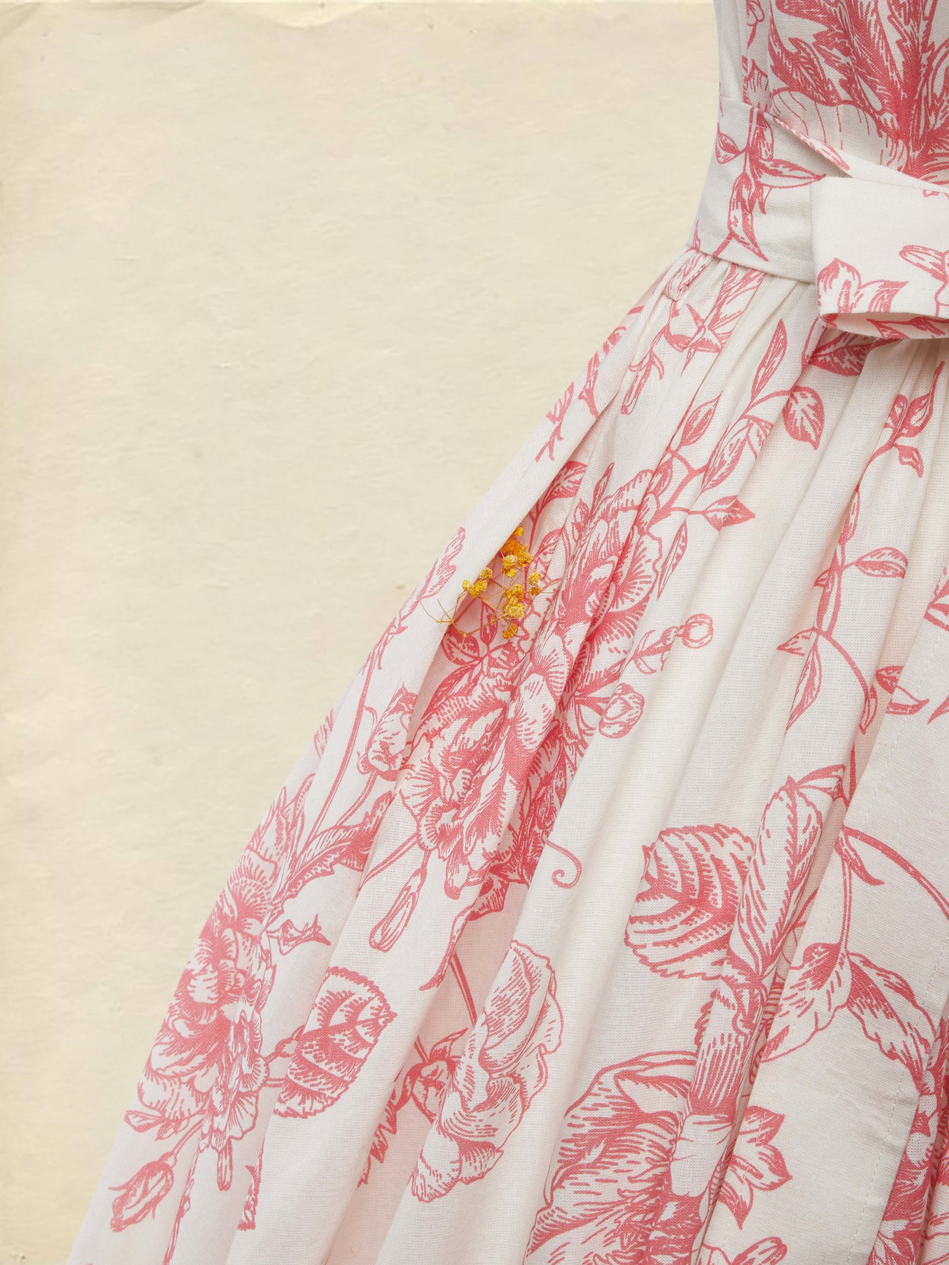 (SIZE:XS-XXL) Maxi Linen Dress , Cap Sleeves, Stand Collar, Floral, Lace, Vintage, Apricot - Image 5
